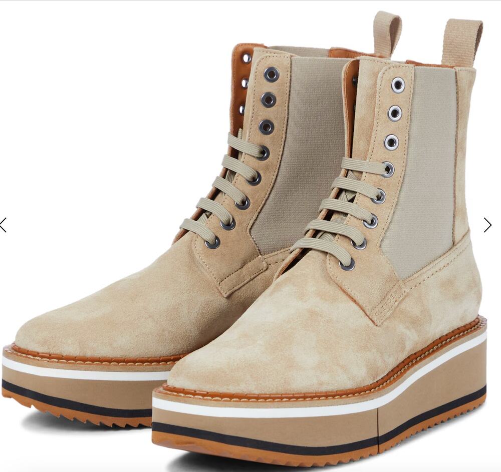 Clergerie Brendy Tan Suede Platform Combat Boots Bootie Chealsea Size 40.5 10